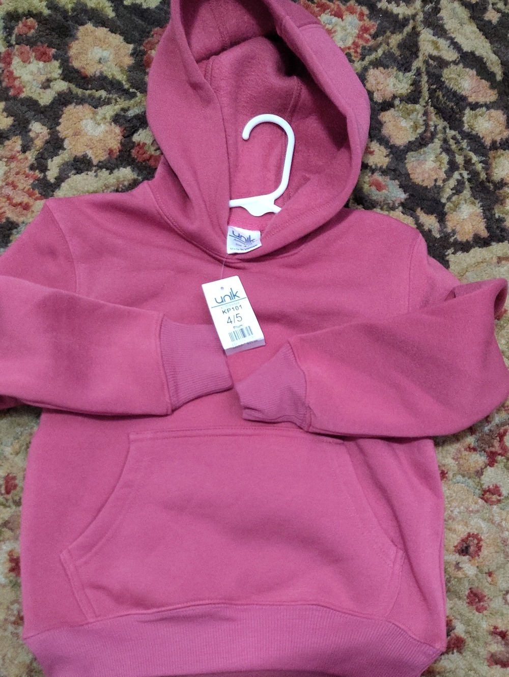 Nwt Unik Kids Rose Pink Pullover Hoodie with Kangaroo Pocket $25